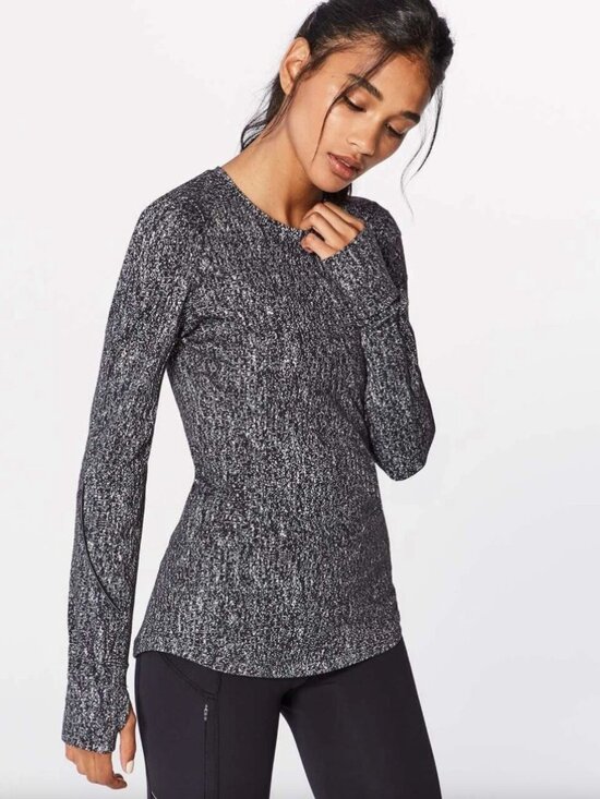 lululemon athletica Tops - Lululemon Extra Mile Long Sleeve Running Top Jacquard Black & White Size 6